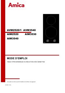Mode d’emploi Amica AIM2520 Table de cuisson