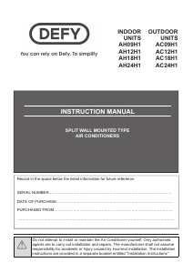 Manual Defy AC24H1 Air Conditioner
