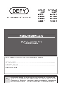 Handleiding Defy AC24H1 Airconditioner