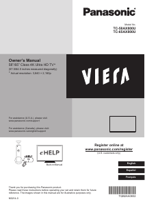 Manual Panasonic TC-65AX800 Viera LED Television