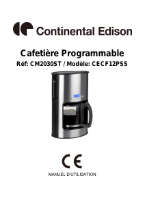 Mode d’emploi Continental Edison CECF12PSS Cafetière