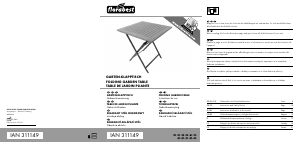 Bedienungsanleitung Florabest IAN 311149 Gartentisch