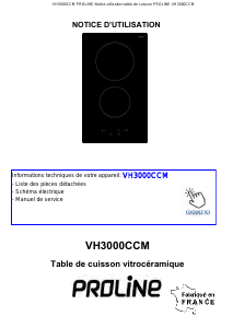 Mode d’emploi Proline VH3000CCM Table de cuisson