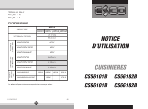Mode d’emploi Esco CS56101B Cuisinière
