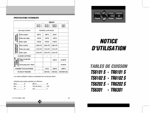Mode d’emploi Esco TS6102XS Table de cuisson