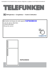 Mode d’emploi Telefunken R2P643NEXD Réfrigérateur combiné