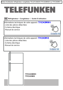 Mode d’emploi Telefunken TFK343MIX Réfrigérateur combiné