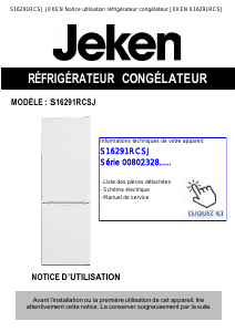 Mode d’emploi Jeken S16291RCSJ Réfrigérateur combiné