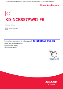 Mode d’emploi Sharp KD-NCB8S7PW91-FR Sèche-linge