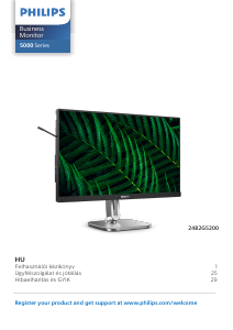 Használati útmutató Philips 24B2G5200 LED-es monitor