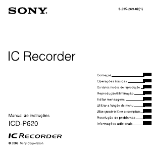 Manual Sony ICD-P620 Gravador de voz