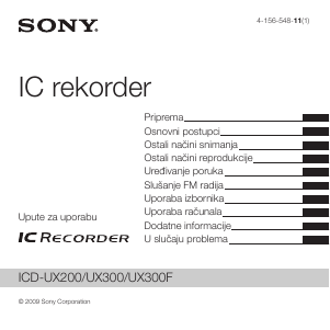 Priručnik Sony ICD-UX200 Audiosnimač