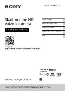 Vadovas Sony HDR-CX330E Vaizdo kamera
