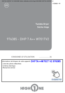 Mode d’emploi High One DHP 7 A++ W701TV2 Sèche-linge