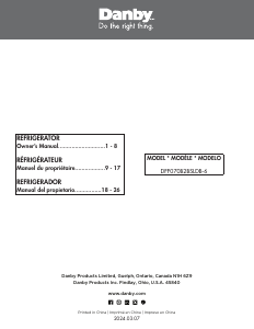 Mode d’emploi Danby DFF070B2BSLDB-6 Réfrigérateur combiné