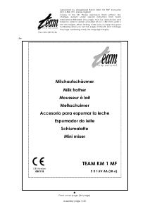 Bruksanvisning Team KM 1 MF Mjölkskummare