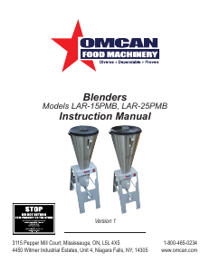 Bruksanvisning Omcan LAR-15PMB Blender