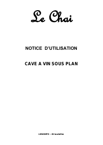 Mode d’emploi Le Chai LBN458PO Cave à vin