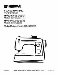 Manual de uso Kenmore 385.16221300 Máquina de coser
