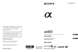 Mode d’emploi Sony Alpha DSLR-A450 Appareil photo numérique