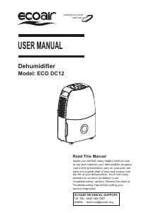 Bruksanvisning EcoAir ECO DC12 Avfuktare