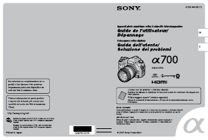 Mode d’emploi Sony Alpha DSLR-A700K Appareil photo numérique