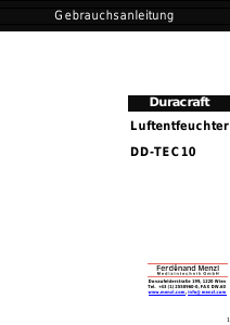 Bedienungsanleitung Duracraft DD-TEC10 Luftentfeuchter