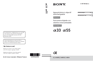 Mode d’emploi Sony Alpha SLT-A33Y Appareil photo numérique