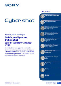 Mode d’emploi Sony Cyber-shot DSC-W110 Appareil photo numérique