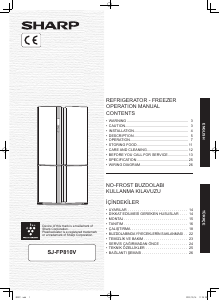 Kullanım kılavuzu Sharp SJ-FP810V Donduruculu buzdolabı