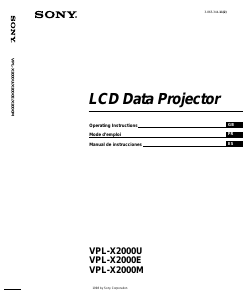 Mode d’emploi Sony VPL-X2000U Projecteur