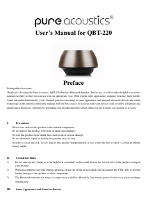 Manual Pure Acoustics QBT-220 Preface Speaker