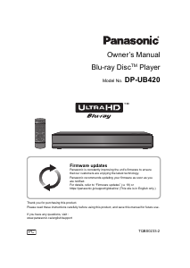 Manual Panasonic DP-UB420K Blu-ray Player