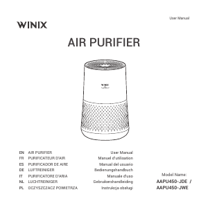 Instrukcja Winix AAPU450-JWE Oczyszczacz powietrza