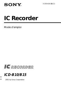 Mode d’emploi Sony ICD-B10 Enregistreur numérique