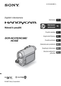 Manuál Sony DCR-HC38E Videokamera