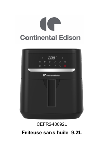 Bruksanvisning Continental Edison CEFR240092L Fritös