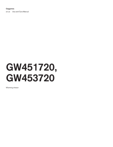 Manual Gaggenau GW451720 Warming Drawer