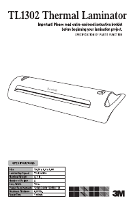 Bruksanvisning Scotch TL1302 Lamineringsmaskin