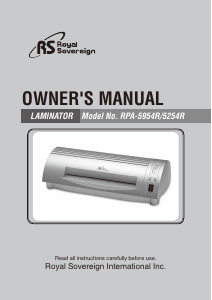 Handleiding Royal Sovereign RPA-5954R Lamineermachine