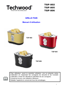 Mode d’emploi Techwood TGP-806 Grille pain