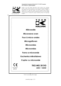Manual de uso Kalorik TKG MG 30 DG Microondas
