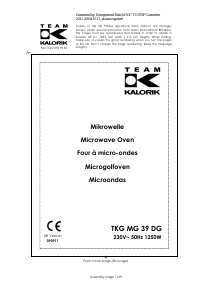 Manual de uso Kalorik TKG MG 39 DG Microondas