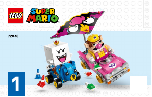 Vadovas Lego set 72038 Super Mario Mario Kart – Wario ir King Boo