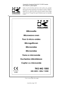 Manual de uso Kalorik TKG MG 1005 Microondas