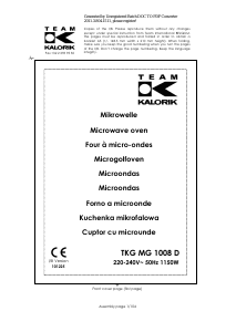 Manual de uso Kalorik TKG MG 1008 D Microondas