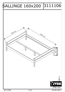 Εγχειρίδιο JYSK Sallinge (160x200) Σκελετός κρεβατιού