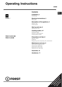 Manual Indesit FIM 21 K.B GB Oven