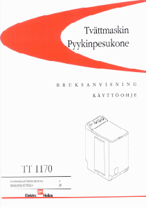Bruksanvisning ElektroHelios TT1170 Tvättmaskin