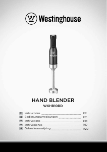 Manual de uso Westinghouse WKHB10RD Batidora de mano